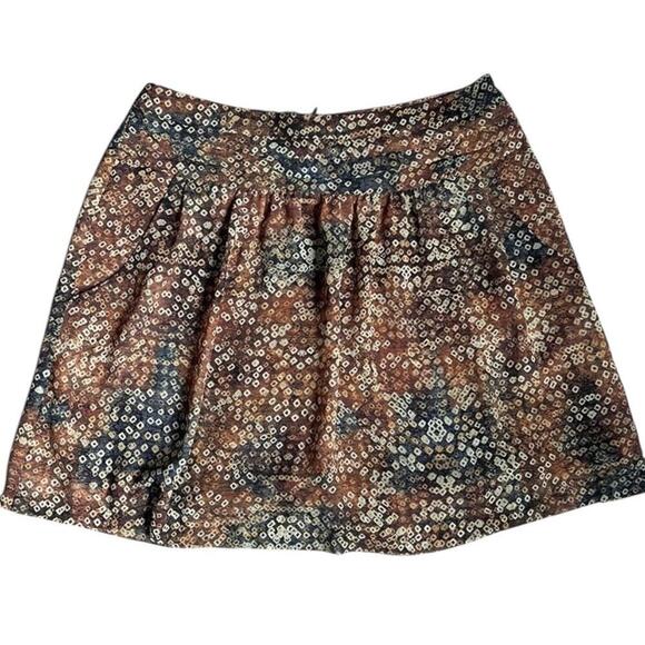 Peruvian Connection Boho Printed Mini Skirt Brown Tan US 12 A-Line Feminine - Picture 1 of 11